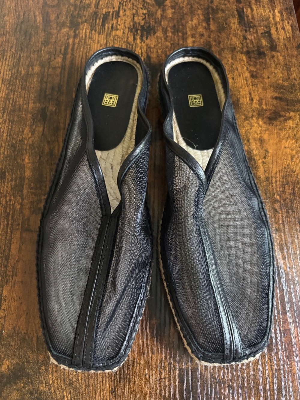 TOTEME The Espadrille Slipper Black Mesh 39